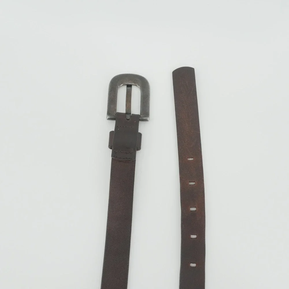 Leather Belt Mens 30 Brown Distressed Horseshoe Buckle Casual